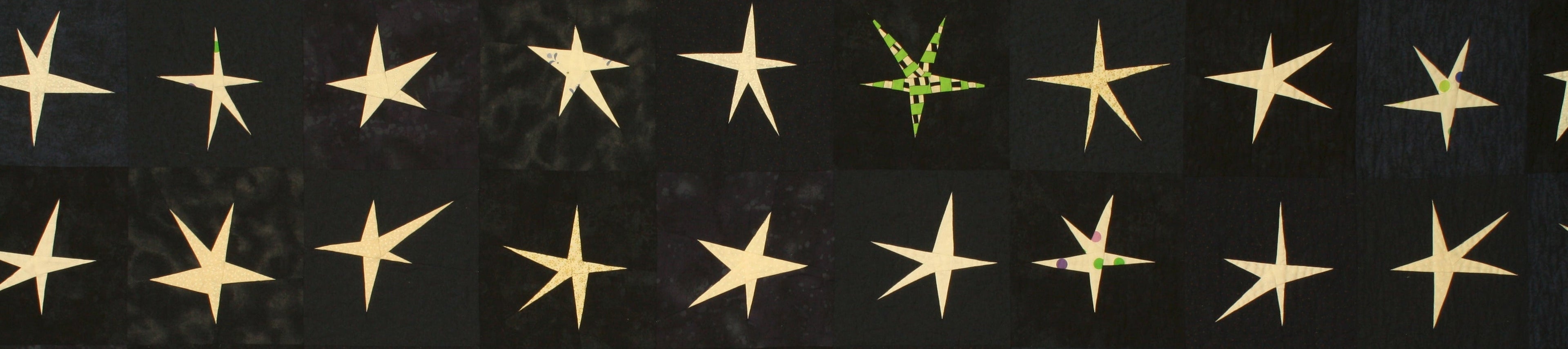 Pattern of gold stars on a black background